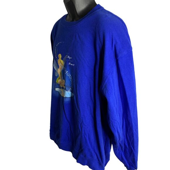 Vintage Disney Tinkerbell Crewneck Sweatshirt XXL Blue Pullover Long Sleeves - Picture 3 of 6